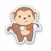 Monkey Happy Halloween Pumpkin Bat Kostüm Aufkleber (Vorderseite)