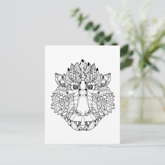 Monkey Head Doodle Postkarte (Stehend Vorderseite)