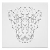 Monkey Head Geometrie Schwarz & Weiß Moderne Kunst Poster (Vorderseite)