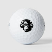 MONKEY HEADPHONES FUNNY GOLF BALL (Vorderseite)