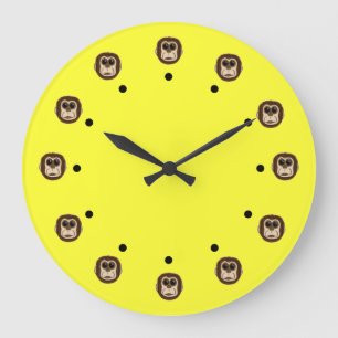 Monkey Heads Große Wanduhr