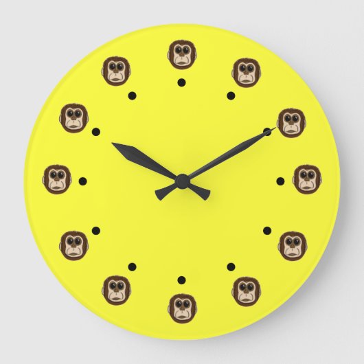 Monkey Heads Große Wanduhr (Vorderseite)