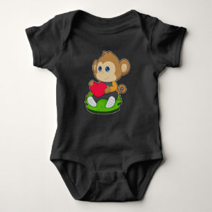 Monkey Heart Balloon Baby Strampler