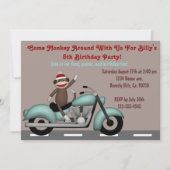 Monkey herum Motorrad-Geburtstag Einladung (Vorderseite)