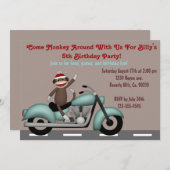 Monkey herum Motorrad-Geburtstag Einladung (Vorne/Hinten)