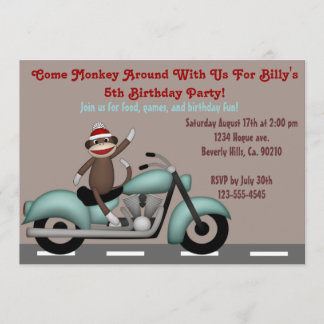 Monkey herum Motorrad-Geburtstag Einladung