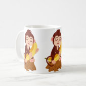 Monkey Holding Banana Cartoon Kaffeetasse (Vorderseite Links)