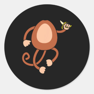 Monkey Holding Banana Kostüm Spaß leicht Halloween Runder Aufkleber