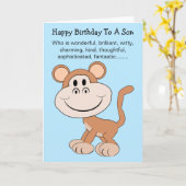 Monkey Humour Son Birthday Card Karte (Gelbe Blume)