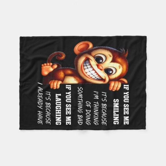 Monkey If You See Me Smiling It's Because I'm Thin Fleecedecke (Vorderseite (Horizontal))