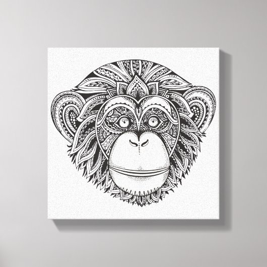 Monkey Illustartion Doodle 6 Leinwanddruck (Vorderseite)