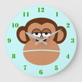 MONKEY ILLUSTRATION MIT GRÜNEN NUMMERN FÜR KINDER GROßE WANDUHR