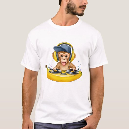 Monkey in Banana Boat – Funny Kawaii T-Shirt (Vorderseite)