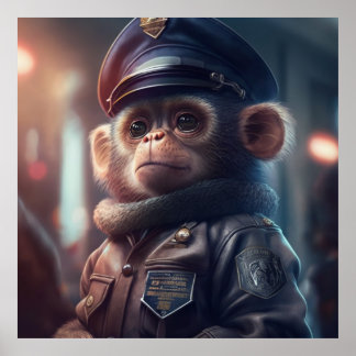 Monkey in einem Polizist Uniform #2 Art Poster