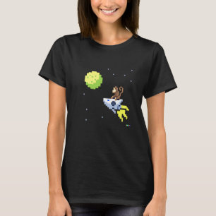 Monkey in Space Style Boys Mens Pixel Retro Vintag T-Shirt