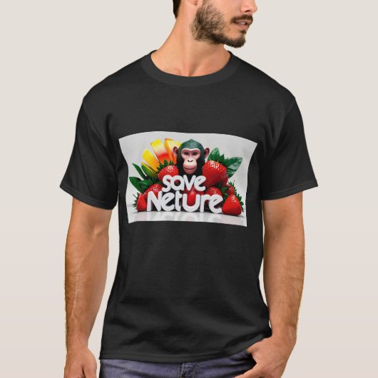 Monkey in Strawberry Delight T-Shirt (Vorderseite)
