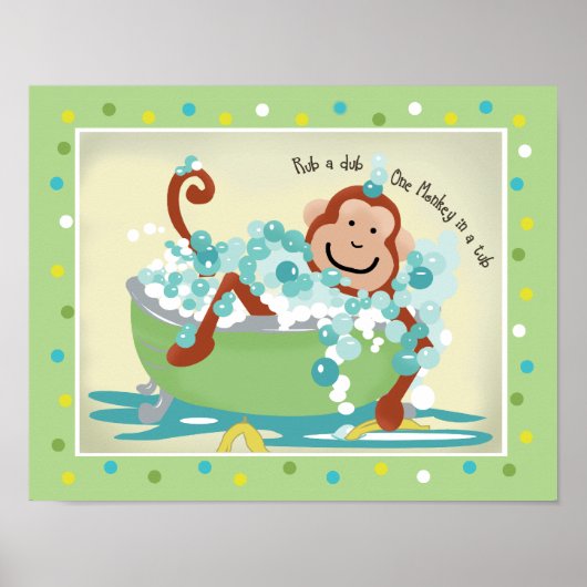 Monkey in Tub Badezimmer Kunst - Brauner Mond Poster (Vorne)