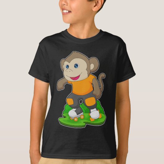 Monkey Inline Skaten Roller Skate T-Shirt (Vorderseite)