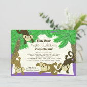 Monkey Jungle Baby Dusche Einladung (Stehend Vorderseite)