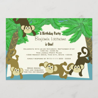 Monkey Jungle Birthday Einladung