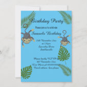 MONKEY JUNGLE BLAUE KINDER GEBURTSTAG EINLADUNG (Vorderseite)