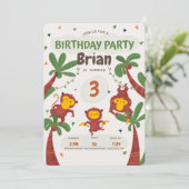 Monkey Jungle Geburtstagsparty Einladung (Stehend Vorderseite)