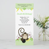 Monkey Jungle Safari Bowling Party 4x9 Einladung (Stehend Vorderseite)