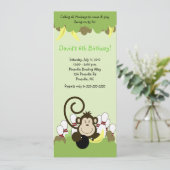 Monkey Jungle Safari Bowling Party 4x9 Einladung (Stehend Vorderseite)