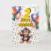 Monkey Kindergeburtstag Balloons Card Karte (Vorderseite)