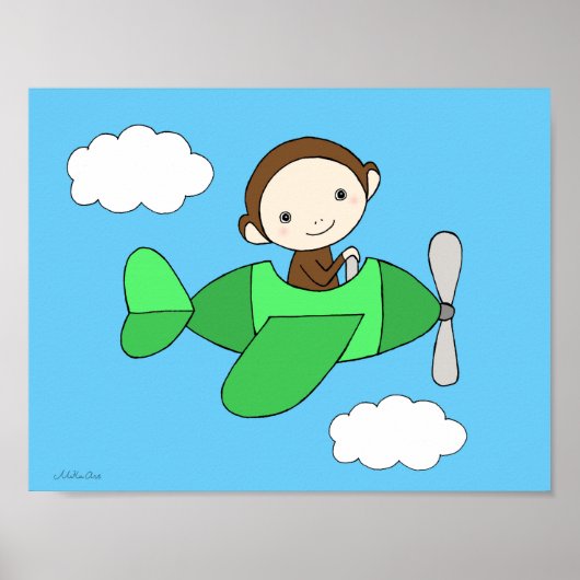 Monkey Kinderzimmer Print Niedlich Happy Monkey au Poster (Vorne)