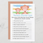 Monkey Kinderzimmer Rhyme Quiz Babyduschenspiel (Vorne/Hinten)