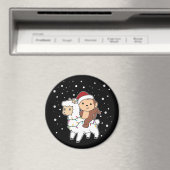 Monkey Lama Weihnachtsschnee Winter Animals Magnet (In Situ (Geschirrspüler))