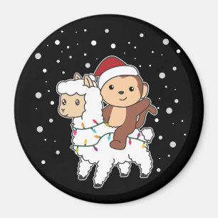 Monkey Lama Weihnachtsschnee Winter Animals Magnet