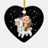Monkey Lama Weihnachtsschnee Wintertiere Keramik Keramik Ornament (Vorne)