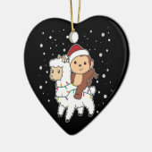 Monkey Lama Weihnachtsschnee Wintertiere Keramik Keramik Ornament (Links)
