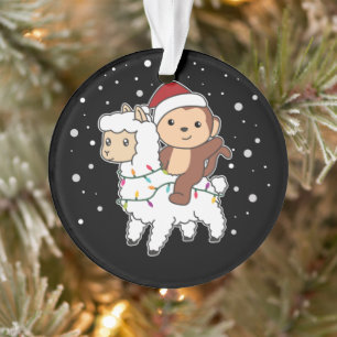 Monkey Lama Weihnachtsschnee Wintertiere Ornament