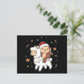 Monkey Lama Weihnachtsschnee Wintertiere Postkarte (Stehend Vorderseite)