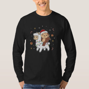 Monkey Lama Weihnachtsschnee Wintertiere T-Shirt
