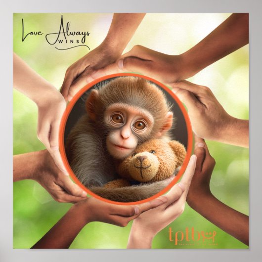 MONKEY LOVE ALWAYS WINS WALL ART POSTER (Vorne)