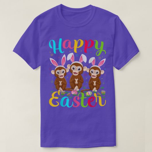 Monkey Lover Funny Ostereier Bunny Monkey Happy E T-Shirt (Design vorne)