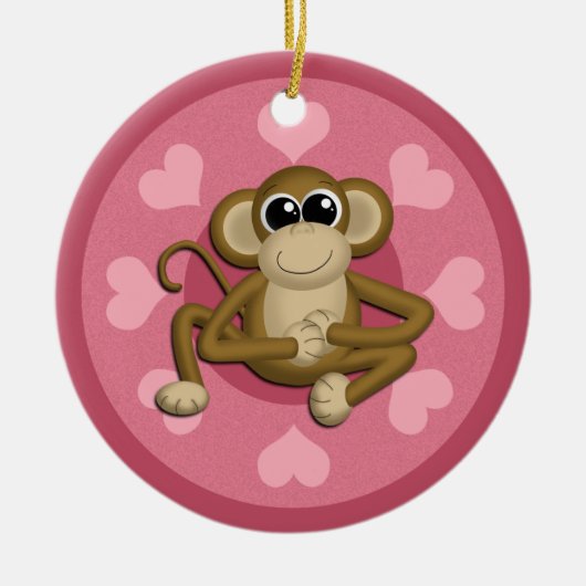 Monkey Me Pink Liebe Keramik Ornament (Vorne)