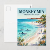 Monkey Mia Australien Postkarte (Vorne/Hinten)