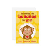 Monkey Mini Classroom Valentine Cards for Kids Mitteilungskarte (Vorderseite/Rückseite Beispiel)