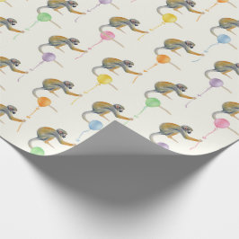 Monkey mixed Balloon Birthday party wrapping paper Geschenkpapier
