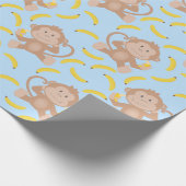 Monkey Munching Banana Blue Geschenkpapier (Ecke)