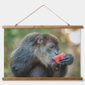 Monkey Munching Watermelon Wandteppich Mit Holzrahmen (Vorderseite 3)