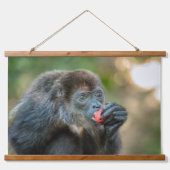 Monkey Munching Watermelon Wandteppich Mit Holzrahmen (Vorderseite 2)