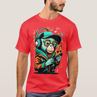 Monkey Music Colorful Musicians Animal Theme Anim T-Shirt