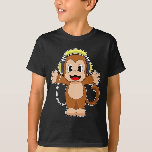 Monkey Musician Headphone Music T-Shirt (Vorderseite)