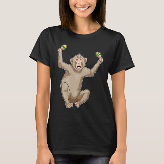 Monkey Musician Maracas Music T-Shirt (Vorderseite)
